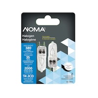 NOMA G8 Bi-Pin Base Indoor Clear Dimmable Halogen Light Bulb Lamps, 380 Lumens, 35W, 2-pk