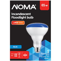 NOMA R30 E26 Base Dimmable Incandescent Flood Light Bulb, Blue, 65 Front_Flat