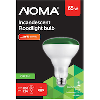 NOMA R30 E26 Base Dimmable Incandescent Flood Light Bulb, Green, 65W