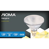Ampoules pour projecteur à halogène à culot moyen à intensité variable NOMA PAR30, 2 700 K, 1 300 lumens, blanc doux, 90 W, paq. 2 Front_Flat