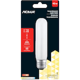 NOMA T10 E26 Base Frosted Dimmable Incandescent Light Bulb, 260 Lumens, Warm White, 40W Front_Flat