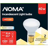 NOMA R14 E17 Base Dimmable Flood Light Bulbs, 2700K, 280 Lumens, Warm White, 40W 2-pk Front_Flat