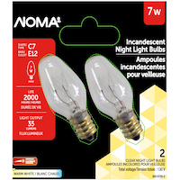 NOMA C7 E12 Base, Dimmable Incandescent Light Bulbs, 35 Lumens, Warm White, 7W, 2-pk
