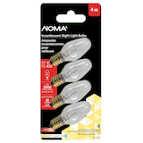 NOMA C7 E12 Base, Dimmable Incandescent Light Bulbs, 16 Lumens, Warm White, 4W, 4-pk Front_Flat