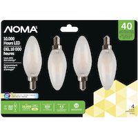 NOMA B10 E12 Base Non-Dimmable LED Light Bulbs, 3000K, 300 Lumens, Warm White, 40W, 4-pk Front_Flat