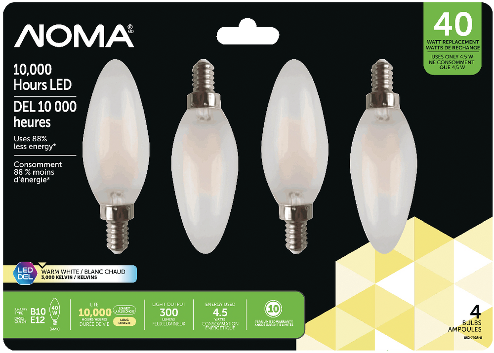 Ampoules à DEL non variable à culot E12 NOMA B10, 3000K, 300 lumens