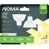 NOMA MR16 Bi-Pin Base Dimmable LED Flood Light Bulbs, 3000K 500 Lumens, Soft White, 50W, 2-pk Front_Flat