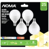 Ampoules à DEL à intensité variable globe à culot E12 NOMA G16.5, 200 lumens, blanc chaud, 25 W, paq. 4 Front_Flat