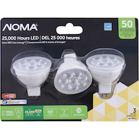 NOMA MR16 GU5.3 Base Dimmable LED Flood Light Bulbs, 3000K, 500 Lumens, Warm White, 50W, 3-pk
