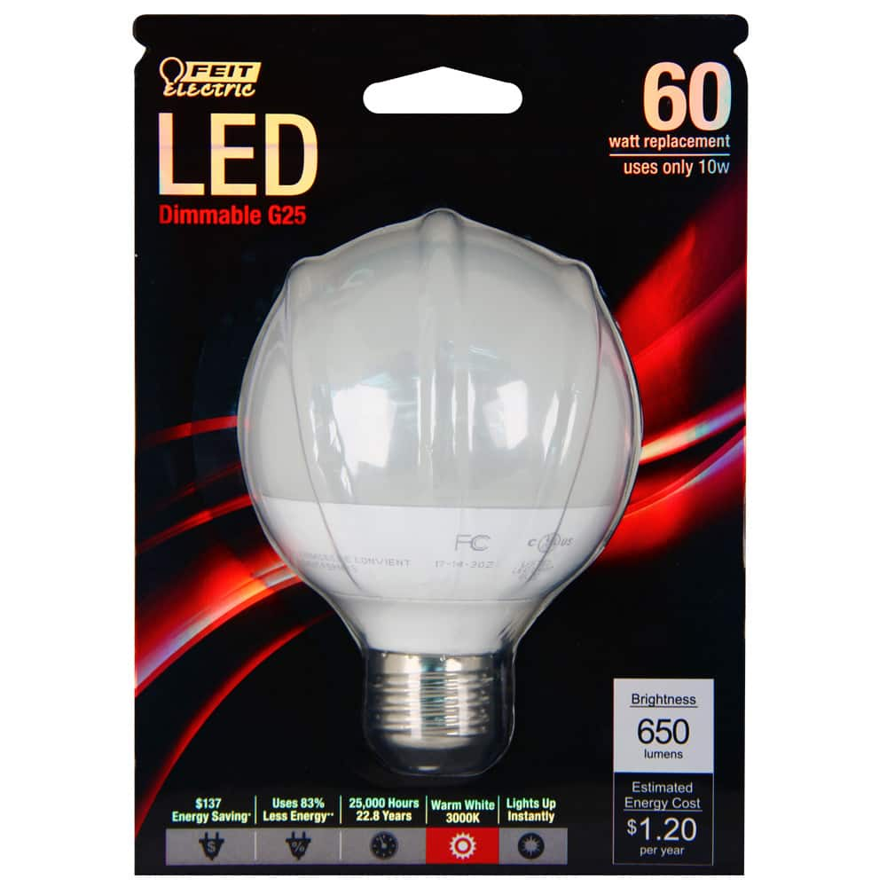 Feit Electric LED G25 10W Dimmable Light Bulb Canadian Tire