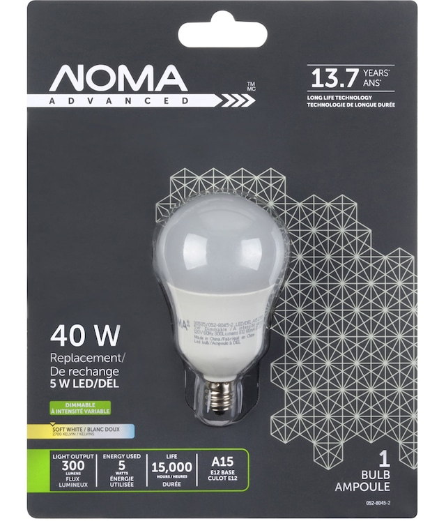 NOMA LED A15 40W E12 Base Dimmable Soft White Bulb Canadian Tire