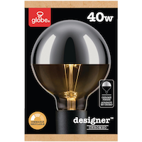 Globe Electric Dimmable Incandescent Light Bulb, 220 Lumens, Soft White, Chrome Finish, 40W Front_Flat