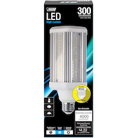 Feit Electric E26 Base Non-Dimmable LED Light Bulb & Base Adapter, 5000K, Daylight, 38W Front_Elevated