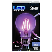 Feit Electric A19 Party Non-Dimmable LED Light Bulb, Black Light, 7W Front_Elevated