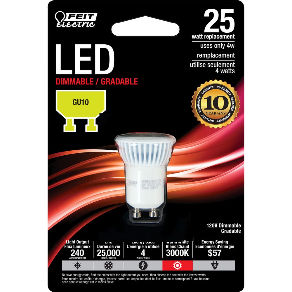 Feit Electric MR11 GU10 Base Dimmable LED Light Bulb, 3000K, 240 Lumens, Warm 25W | Tire