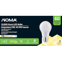 NOMA A19 E26 Base Non-Dimmable LED Light Bulbs, 800 Lumens, Warm White, 60W, 8-pk Front_Flat