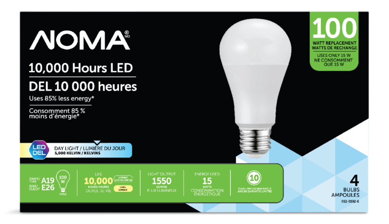 NOMA A19 E26 Base Non Dimmable LED Light Bulbs 1550 Lumens