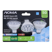 NOMA MR16 GU5.3 Base Dimmable LED Flood Light Bulbs, 5000K, 500 Lumens, Daylight, 50W, 3-pk Front_Flat