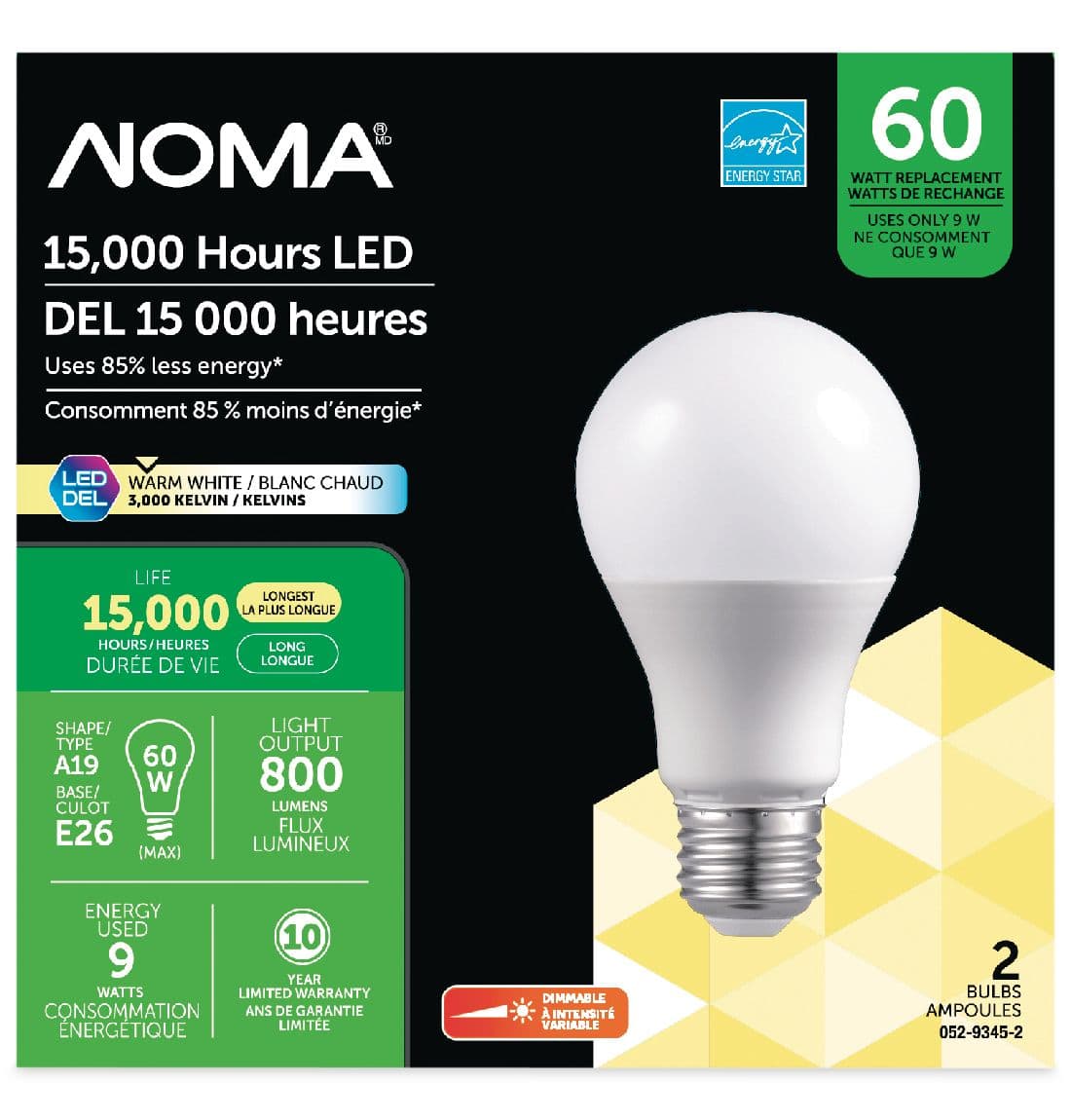 NOMA 12V A19 60W RV/Boat LED Bulb