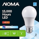 NOMA A19 E26 Base Dimmable LED Light Bulbs, 5000K, 800 Lumens, Daylight, 60W, 2-pk Front_Flat