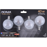 NOMA G16.5 E12 Base Dimmable LED Filament Light Bulbs, 350 Lumens, Warm White, 40W, 4-pk Front_Flat