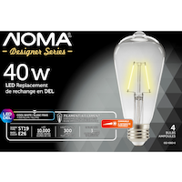 NOMA Designer Series ST19 E26 Base Dimmable LED Light Bulbs, Cool White, 40W, 4-pk