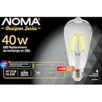 NOMA Designer Series ST19 E26 Dimmable LED Light Bulbs, 300 Lumens, Warm White, 40W, 4-pk Front_Flat