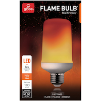 Globe Electric E26 Base 3-Settings LED Flame Light Bulb, 1900K, 100 Lumens, Warm Light
