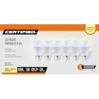 Certfied PAR20 E26 Base Non-Dimmable LED Flood Light Bulbs, 2700K, 500 Lumens, Warm White, 50W, 6-pk Front_Flat