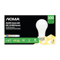 NOMA A19 E26 Base Household Non-Dimmable LED Light Bulbs, 1500 Lumens, Warm White, 100W, 8-pk Front_Flat