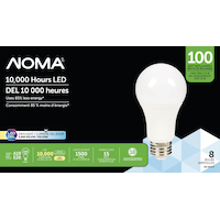 NOMA A19 E26 Base Non-Dimmable LED Light Bulbs, 5000K, 1500 Lumens, Daylight, 100W, 8-pk Front_Flat