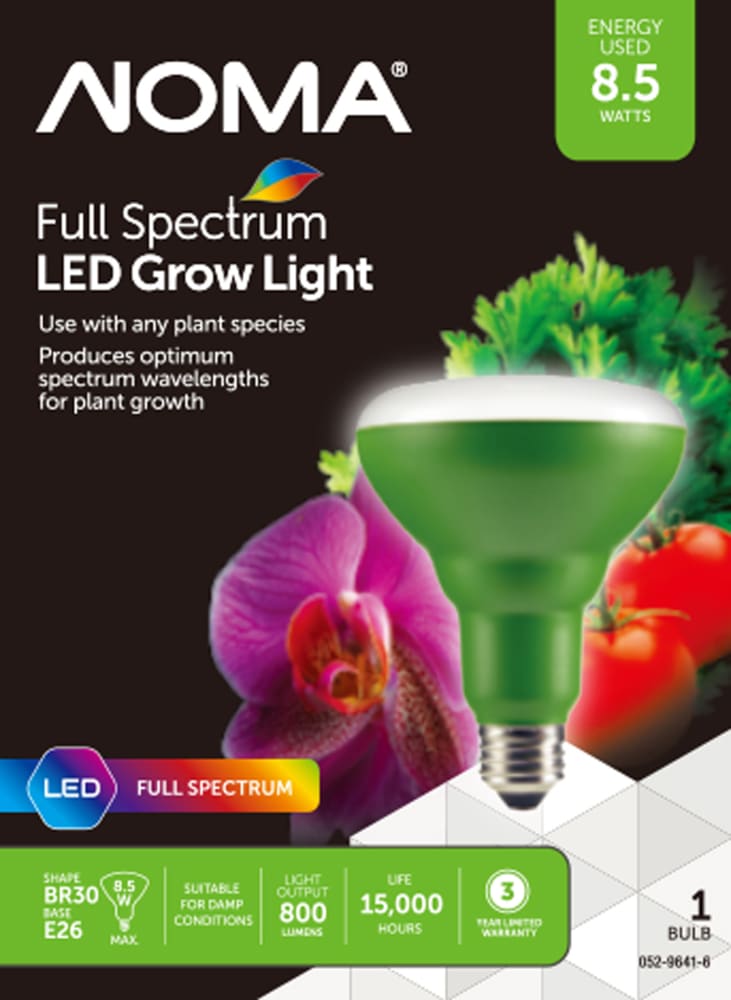 NOMA BR30 E26 Base Grow Full Spectrum LED Light Bulb, 800 Lumens, 8.5W