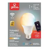 Ampoule à DEL intelligente à intensité variable par Wi-Fi à culot E26 Globe Electric A19, 800 lumens, blanc chaud, 60 W Front_Flat