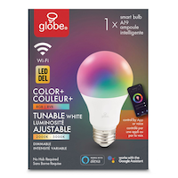Globe Suite Electric A19 Smart Dimmable LED Light Bulb, 800 Lumens, Colour Tunable White, 60W Equivalent Front_Flat