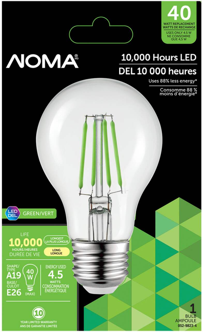 NOMA A19 E26 Base Indoor Non-Dimmable LED Light Bulb, Green, 40W