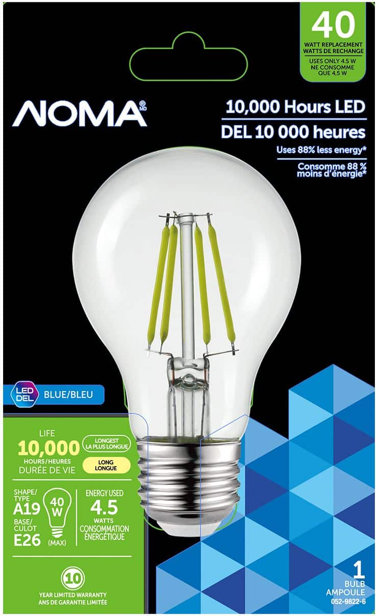 NOMA A19 E26 Base Indoor Outdoor Non Dimmable LED Light Bulb