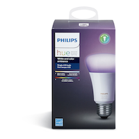 Ampoule à DEL intelligente Philips Hue A19 de 75 W, blanc et couleur, qté. 1 Front_Elevated