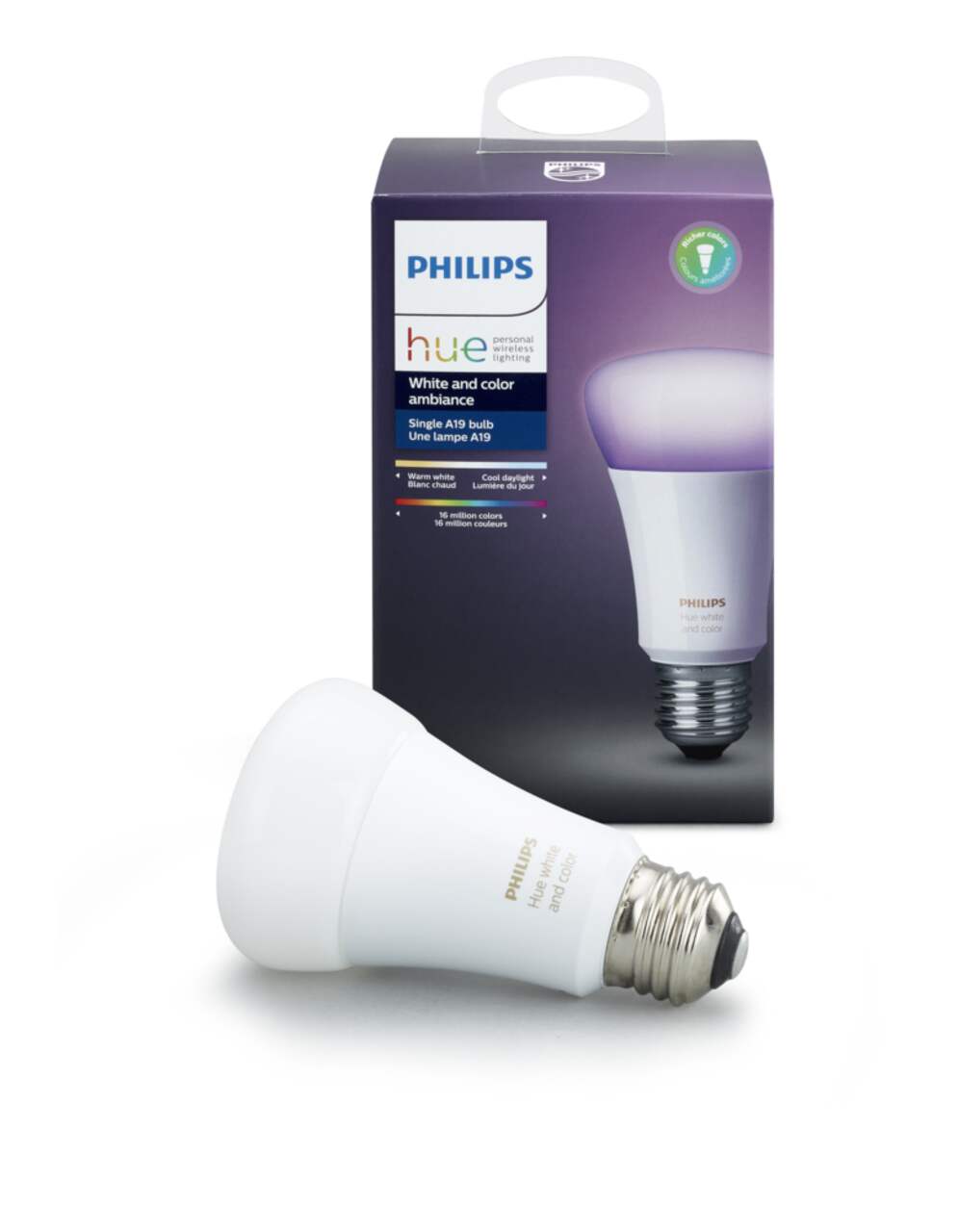 Ampoule à DEL intelligente Bluetooth simple Philips Hue A19, blanc