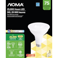 NOMA PAR30 E26 Base Dimmable LED Flood Light Bulb, 3000K, 850 Lumens, Warm White, 75W Front_Flat