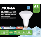 NOMA BR30 E26 Base Dimmable LED Light Bulbs, 5000K, 850 Lumens, Daylight, 65W, 2-pk Front_Flat