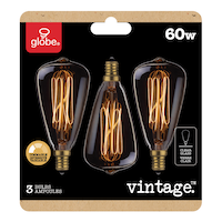 Globe Electric ST45 E12 Base Vintage Glass Dimmable Incandescent Light Bulbs, 60W, 3-pk