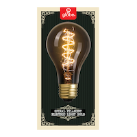 Globe Electric A21 E26 Base Clear Dimmable Spiral Filament Electric Light Bulb, 40W