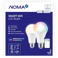 NOMA iQ™ A19 E26 Base Smart Dimmable LED Light Bulbs, Tunable White/Colour, 2-pk Front_Flat