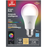 Ampoule à DEL intelligente Wi-Fi Globe Electric A19, 1100 lumens, couleur/luminosité ajustable, 75 W Front_Flat