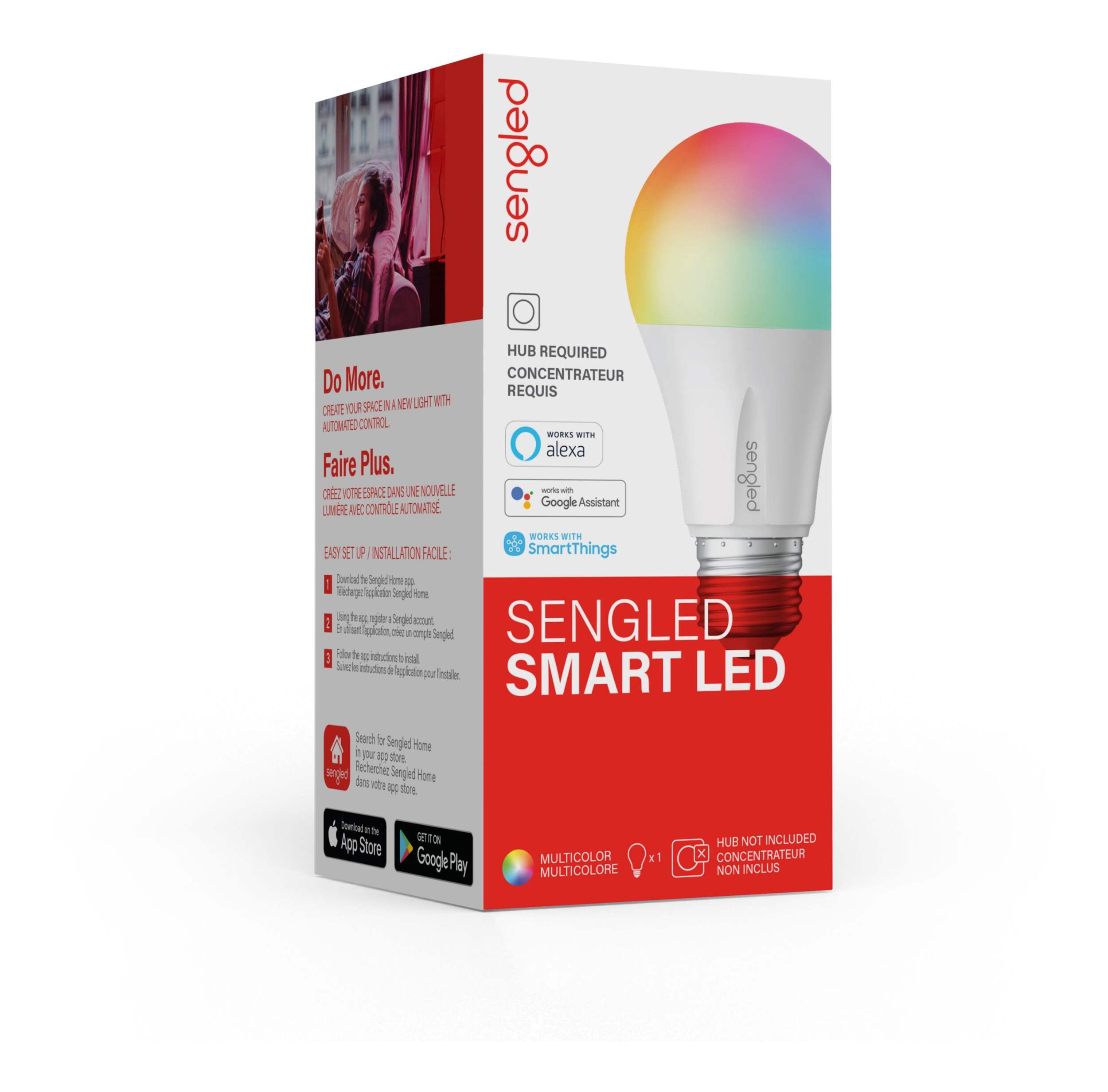 Sengled A19 Smart LED Light Bulb, Multi-Colour Front_Angled_Right