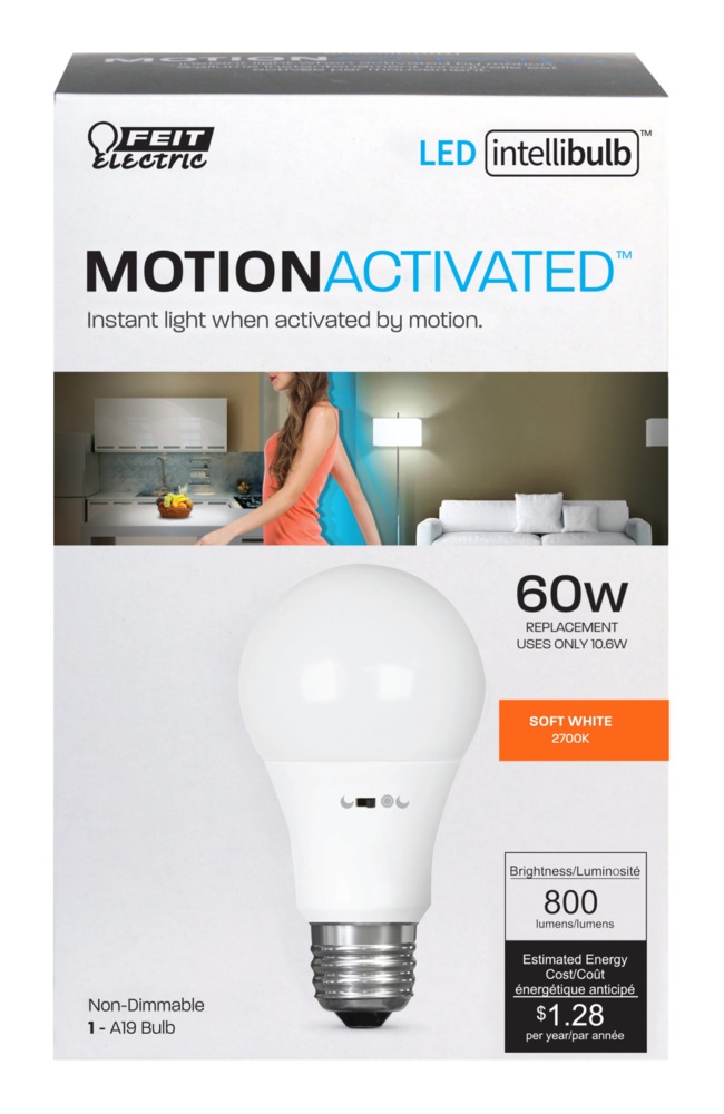 Feit Electric A19 E26 Base Motion Activated NonDimmable LED Light Bulb