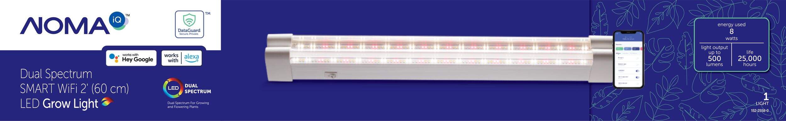 NOMA iQ™ Smart Wi-Fi LED Grow Light Strip Front_Flat