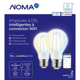 Ampoules à DEL intelligentes Wi-Fi NOMA iQ, A19 culot E26, 800 lumens, Edison, blanc réglable, paq. 2 Front_Flat