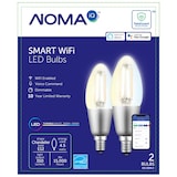 NOMA iQ™ Smart Wi-Fi LED Bulbs, Chandelier, Tunable White, 2-pk Front_Flat