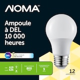 Ampoules pour projecteur à DEL non variable à culot E26 pour la maison NOMA A19, 2 700 K, 800 lumens, blanc chaud, 60 W, paq. 12 Front_Flat
